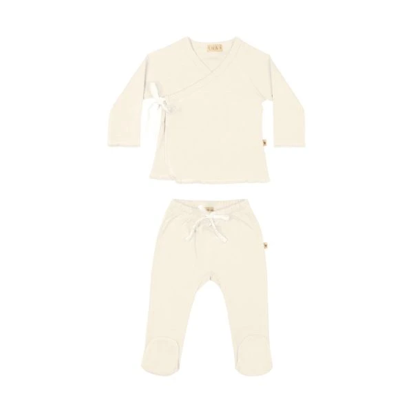 UAUA Kimono Set Met Voetjes Crema 3-6 Mnd 1 UAUA Kimono Set Met Voetjes Crema 3-6 Mnd