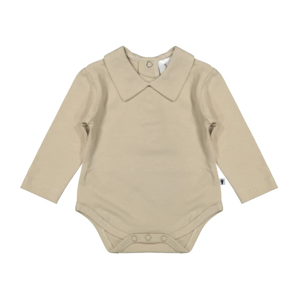 Klein Baby Oxford Tan Romper Met Kraag - Lange Mouw - Mt. 50 - Beige