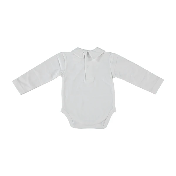 Klein Baby Romper Met Kraag - Lange Mouw - Mt. 50 - Off White - Afbeelding 2