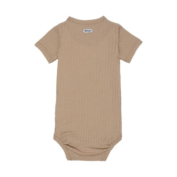 Lodger Seersucker Overslagromper - Korte Mouw - Mt. 56 - Beige 2 Lodger Seersucker Overslagromper - Korte Mouw - Mt. 56 - Beige - Afbeelding 2