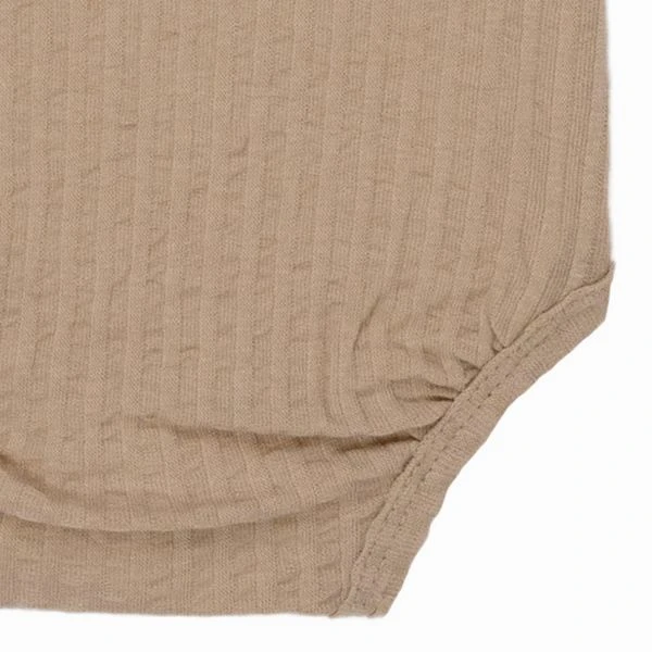 Lodger Seersucker Overslagromper - Korte Mouw - Mt. 56 - Beige 3 Lodger Seersucker Overslagromper - Korte Mouw - Mt. 56 - Beige - Afbeelding 3