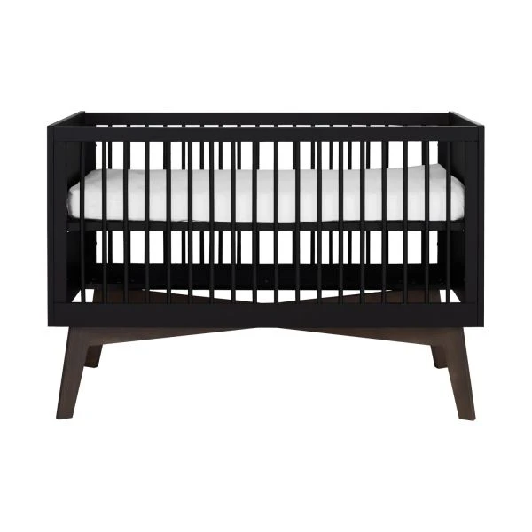 Kidsmill Sixties Babybed Zwart Mat / Walnoot 70 X 140 Cm