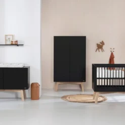 Kidsmill Sixties Babykamer Zwart Mat / Naturel | Bed 60 X 120 Cm + Commode