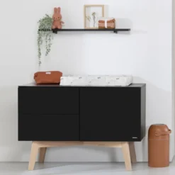 Kidsmill Sixties Commode Zwart Mat / Naturel -Babykamers Verkoopwinkel kidsmill sixties commode zwart mat naturel 5 bbb8
