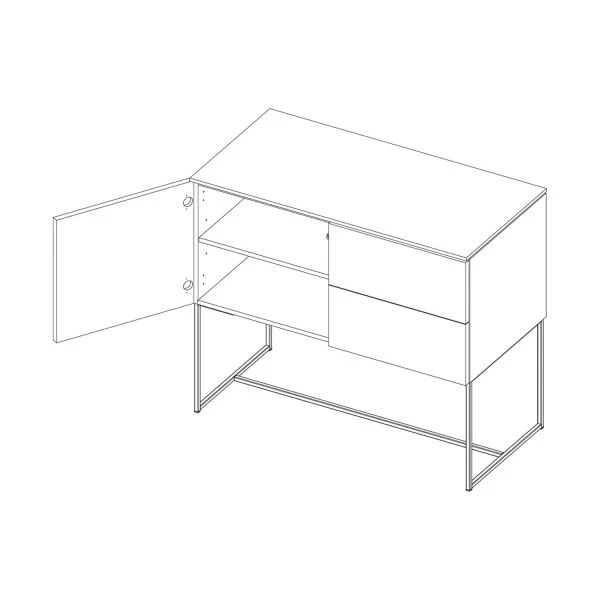 Kidsmill Modular 2 Commode 1D / 2L Mat Wit - Zwart - Mat Wit 2 Kidsmill Modular 2 Commode 1D / 2L Mat Wit - Zwart - Mat Wit - Afbeelding 2