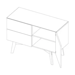 Kidsmill Sixties Commode Wit Mat / Naturel -Babykamers Verkoopwinkel knipsel sixties chest open 5535