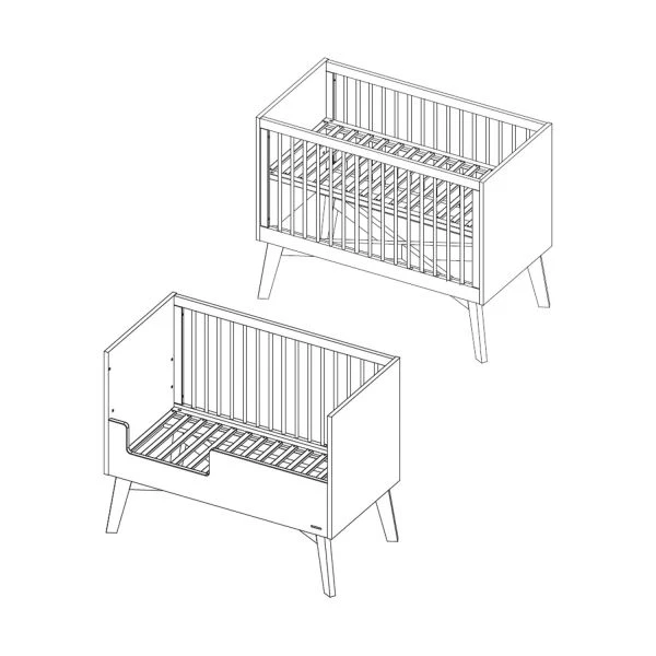 Kidsmill Sixties Babybed Wit Mat / Walnoot 60 X 120 Cm 3 Kidsmill Sixties Babybed Wit Mat / Walnoot 60 X 120 Cm - Afbeelding 3