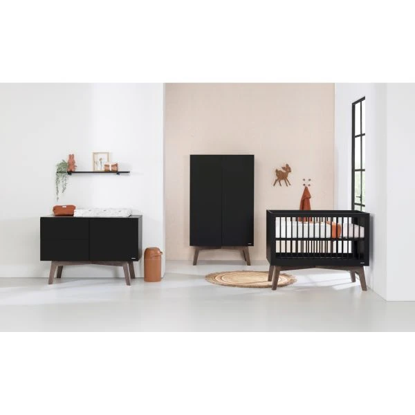 Kidsmill Sixties Babybed Zwart Mat / Walnoot 60 X 120 Cm 5 Kidsmill Sixties Babybed Zwart Mat / Walnoot 60 X 120 Cm - Afbeelding 5