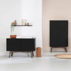 Kidsmill Sixties Commode Zwart Mat / Walnoot -Babykamers Verkoopwinkel sixties zwart donker noten sfeer zonder bladvergroter 4 3 7f46